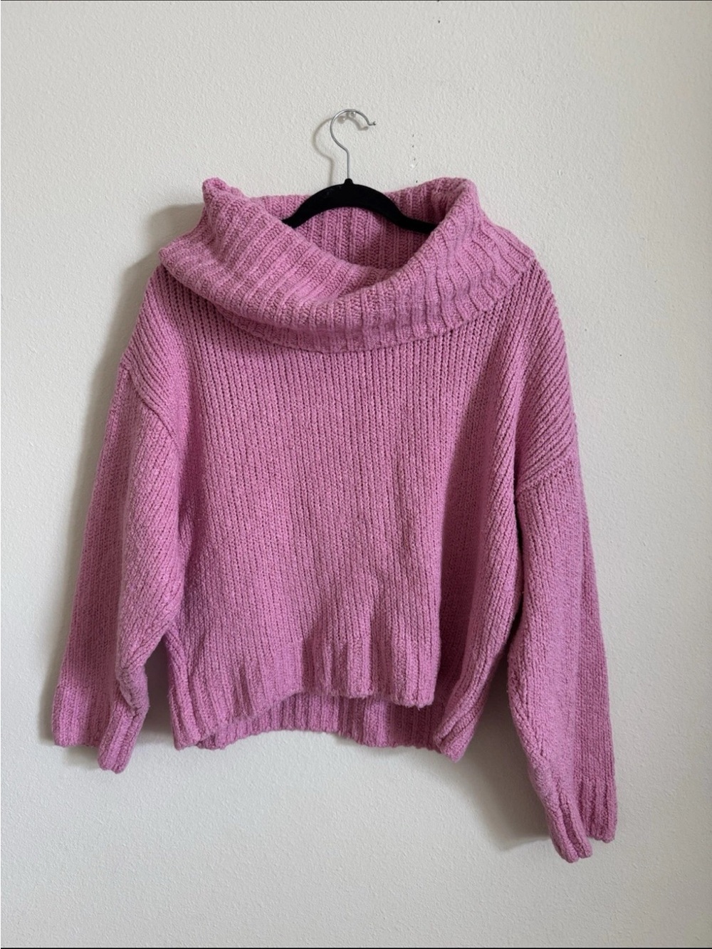 Anthropologie Pilcro Pink Oversized Chunky Cowl Neck Knit Sweater Size M